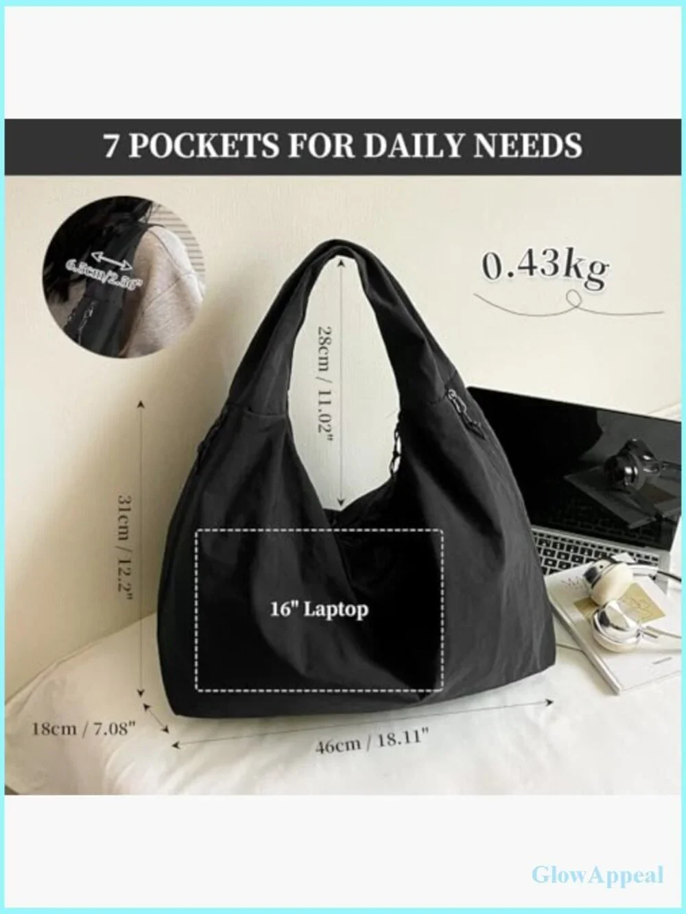 Slouchy Nylon Hobo Bag Large Tote Shoulder Travel Gym Weekend
